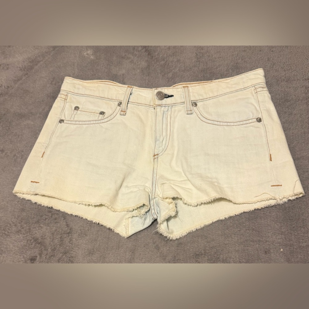 Rag & Bone Jean White Denim Cut Off Shorts Women's Size 25  Frayed Hem
